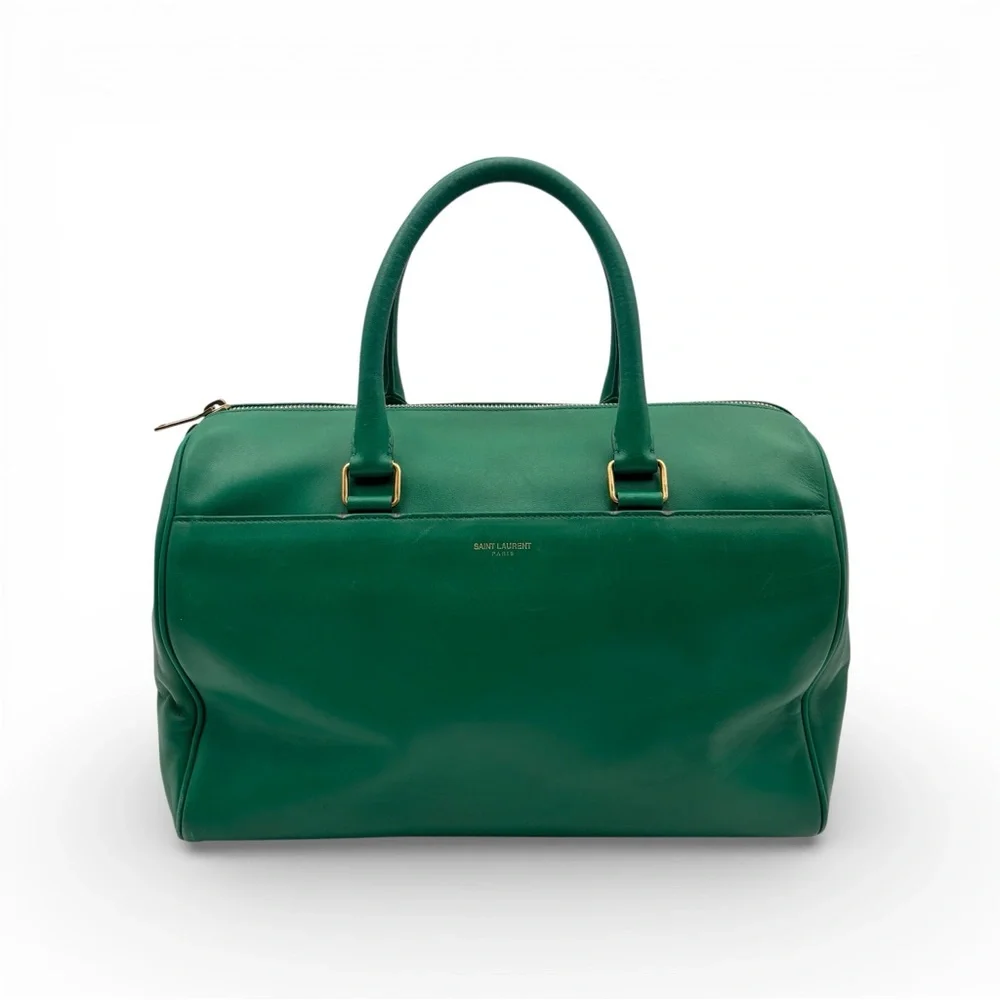 Saint Laurent Green Leather Duffle Top Handle Bag Gold Hardware - Picture 1 of 9